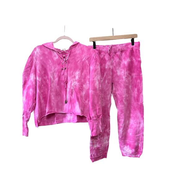 Love Shack Fancy Bevan Set Dyed Pink Tie Dye Size Medium NWOT - Picture 1 of 10